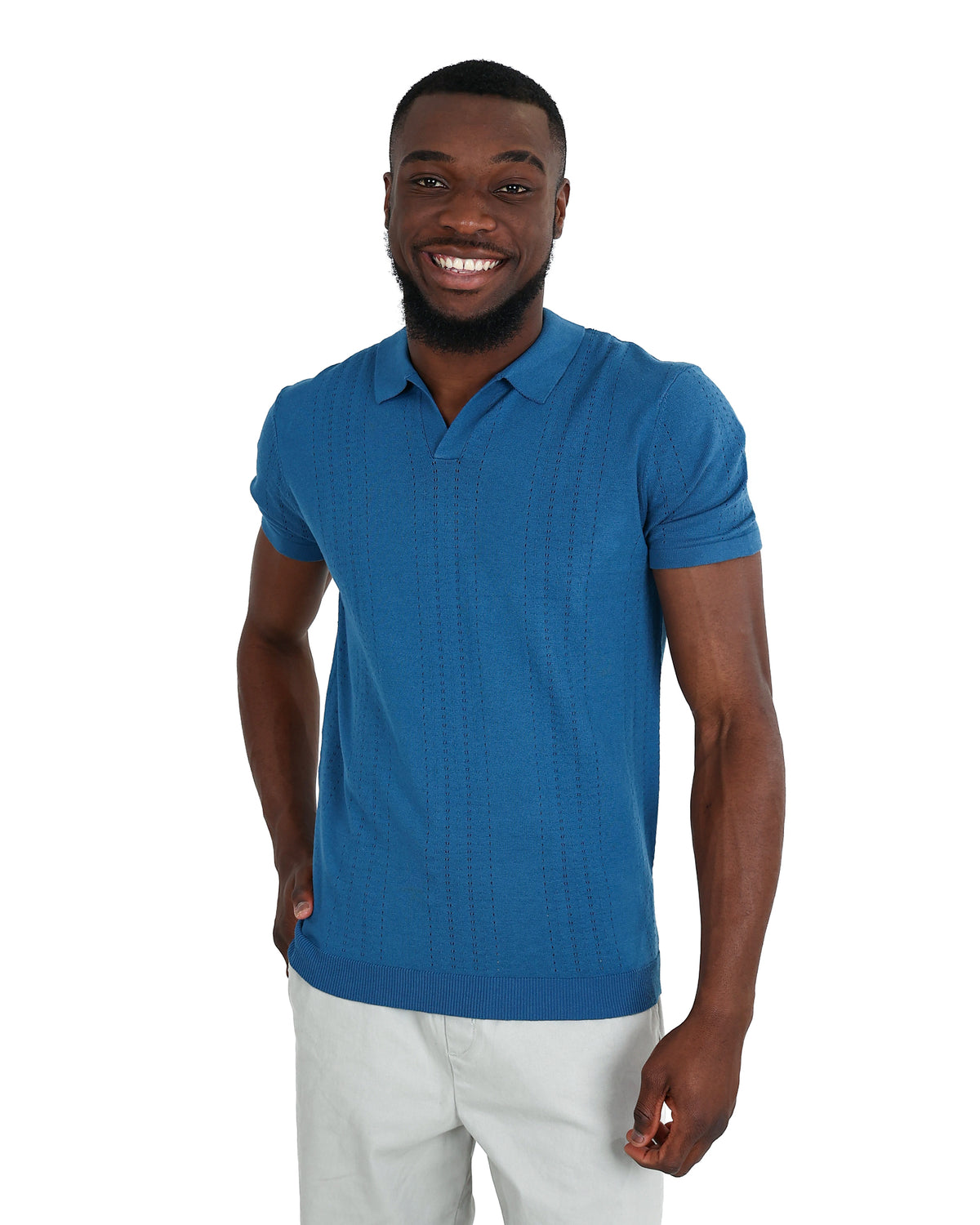 Short Sleeve Blue Johnny Collar Golfer