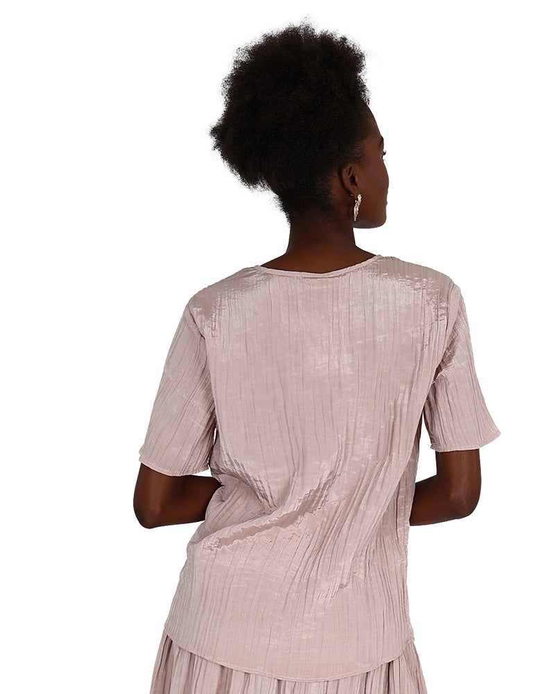 Short Sleeve Mink Crinkle Blouse