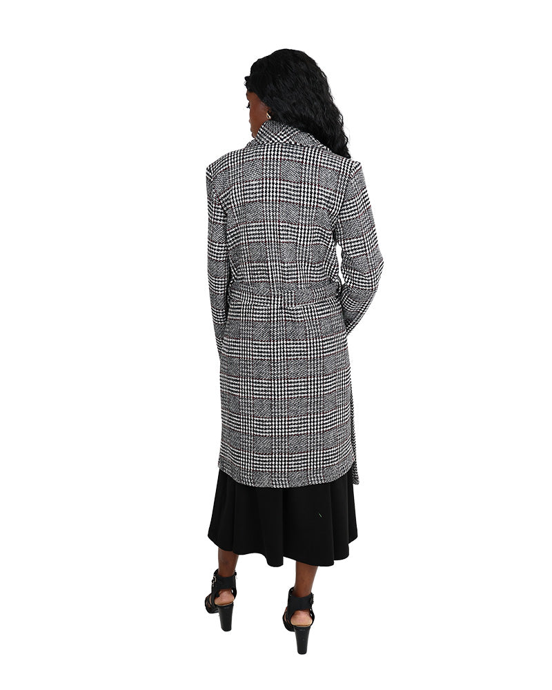 Checked Belted Wrap Coat