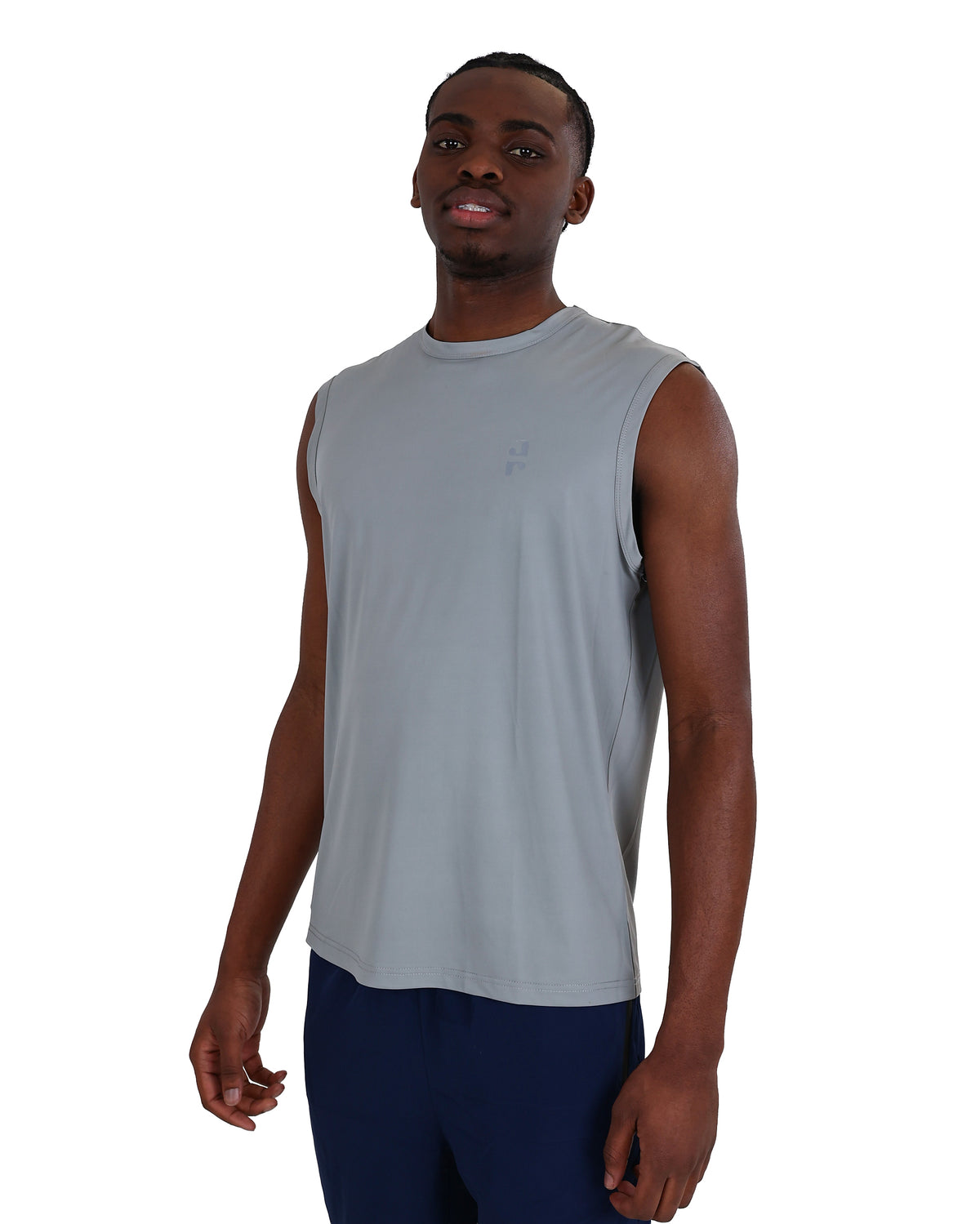 Sleeveless Grey Muscle Hugger Tank Top