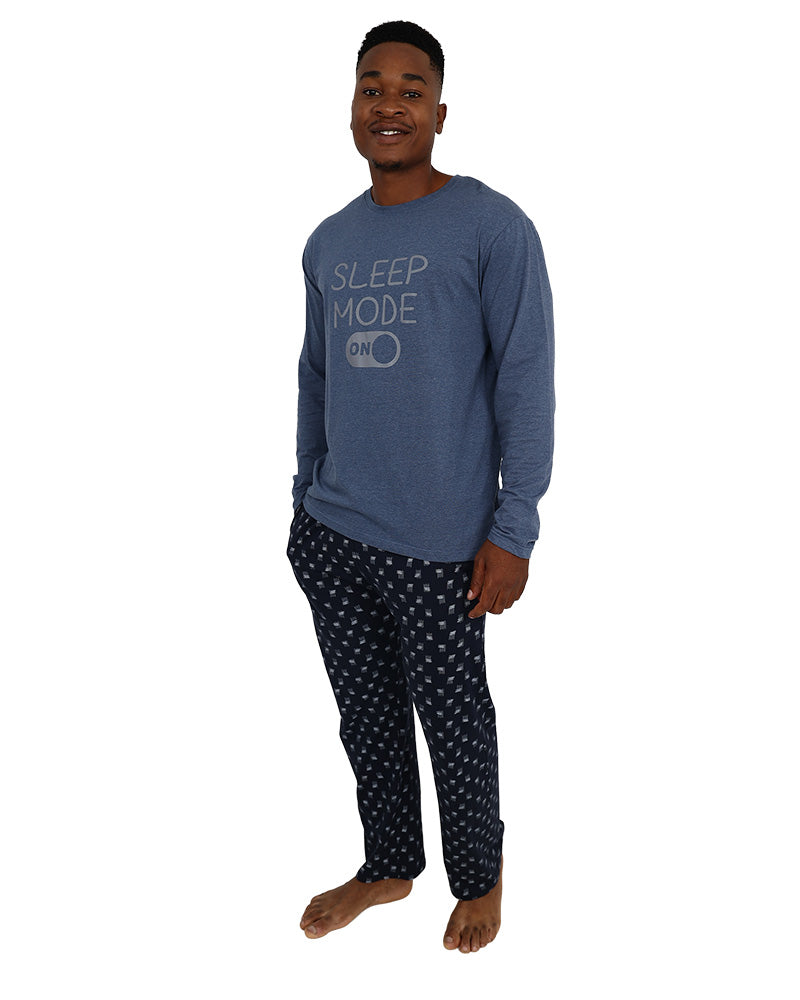 Long Sleeve Navy "Sleep Mode" Long Pyjama Set