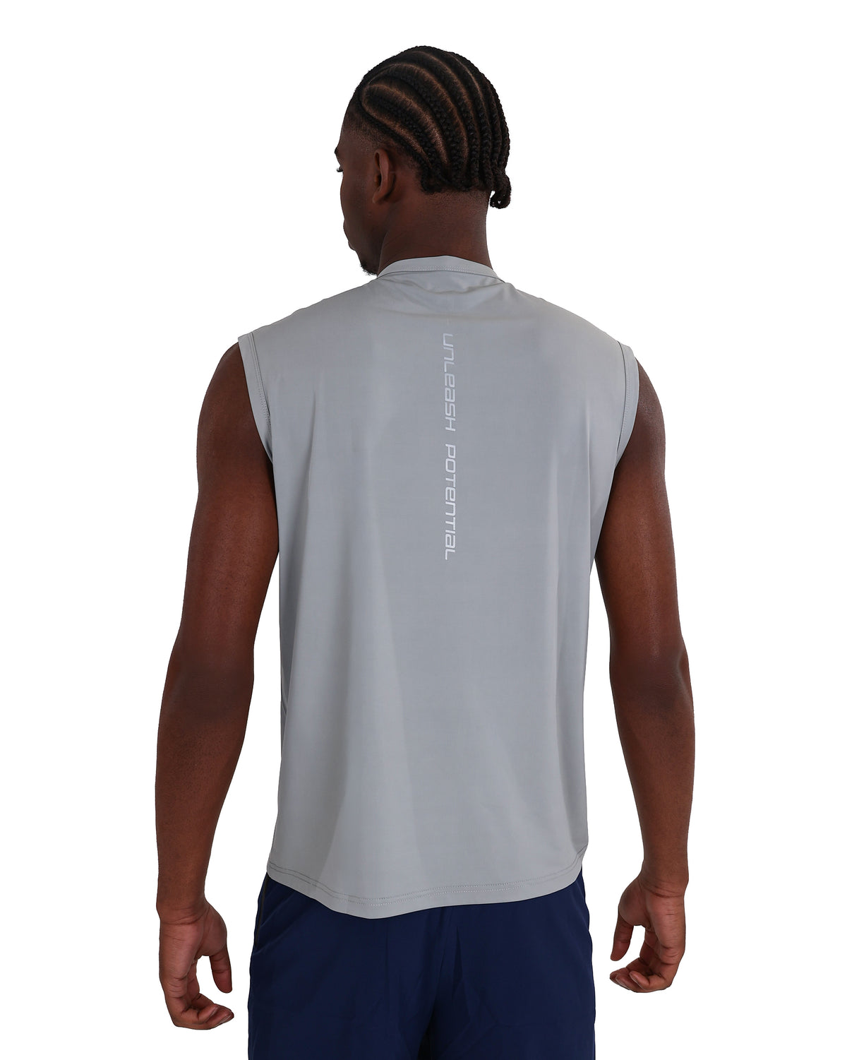 Sleeveless Grey Muscle Hugger Tank Top