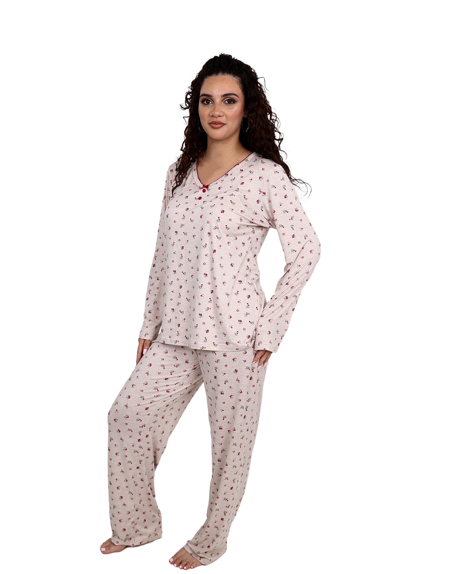 Long Sleeve Ditsy Floral Long Pyjama Set