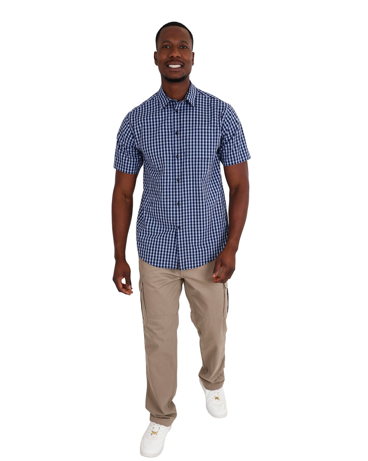 Okavango Short Sleeve Navy Check Cotton Shirt