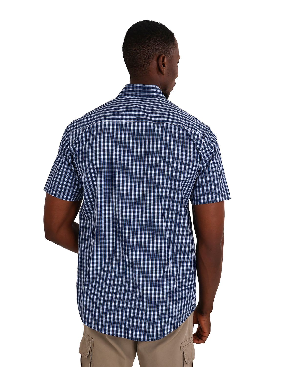 Okavango Short Sleeve Navy Check Cotton Shirt