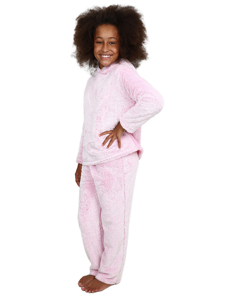 Long Sleeve Pink Coral Fleece Long Pyjama Set