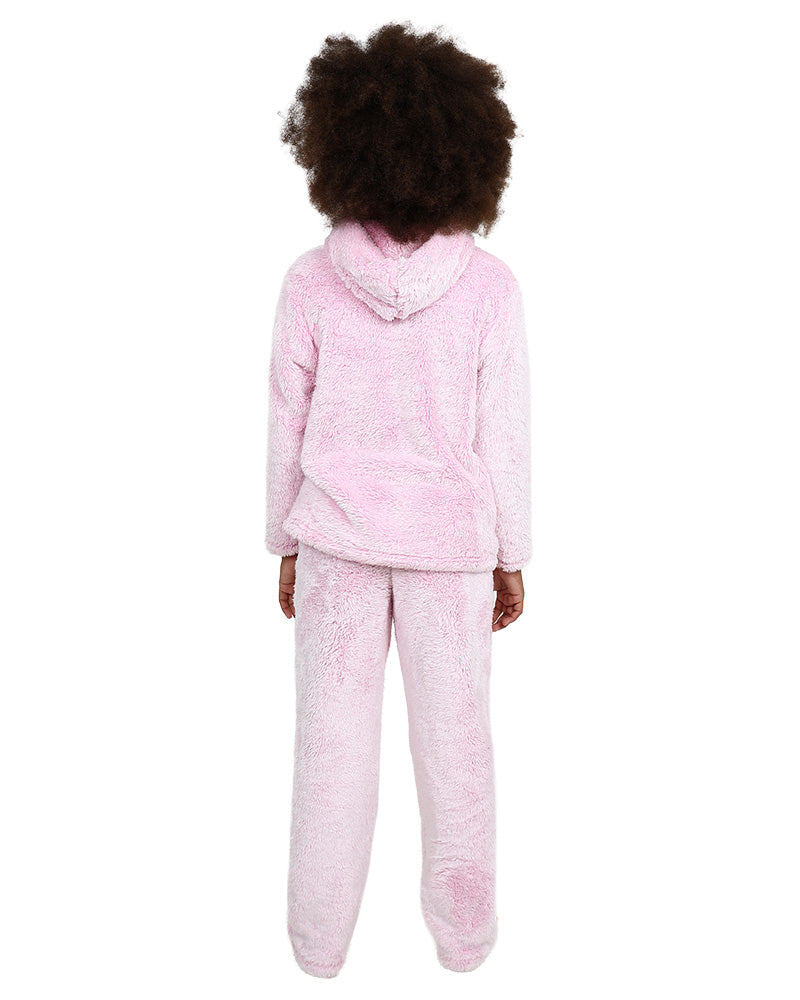Long Sleeve Pink Coral Fleece Long Pyjama Set
