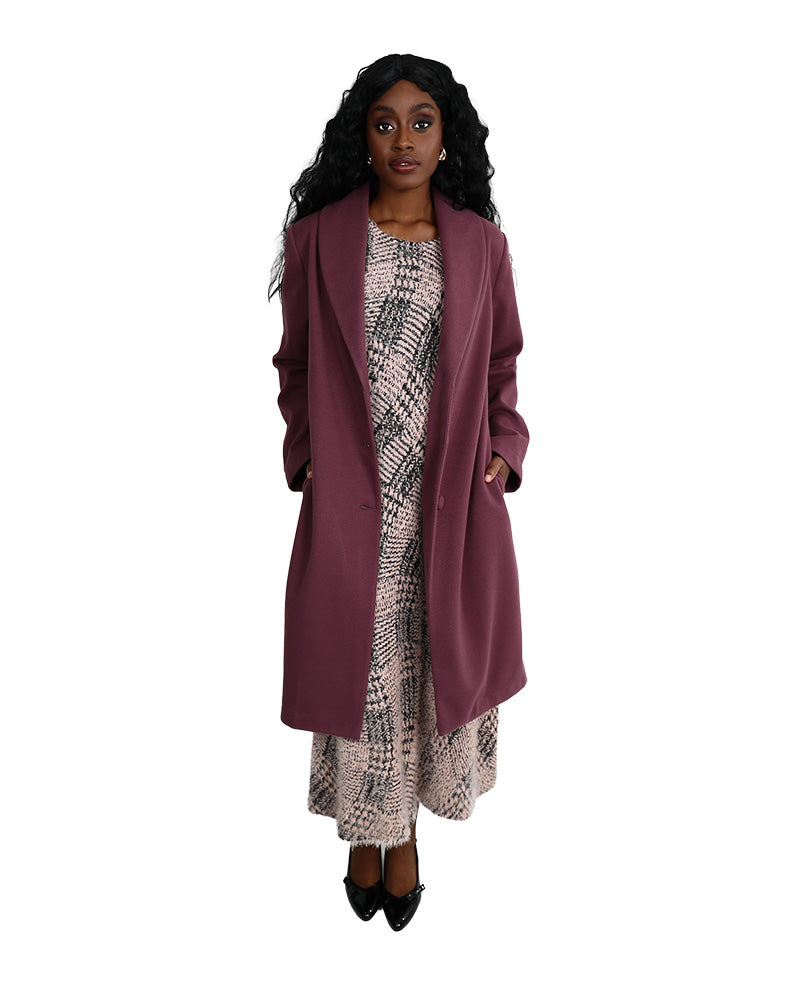 Mauve Twill Melton Coat