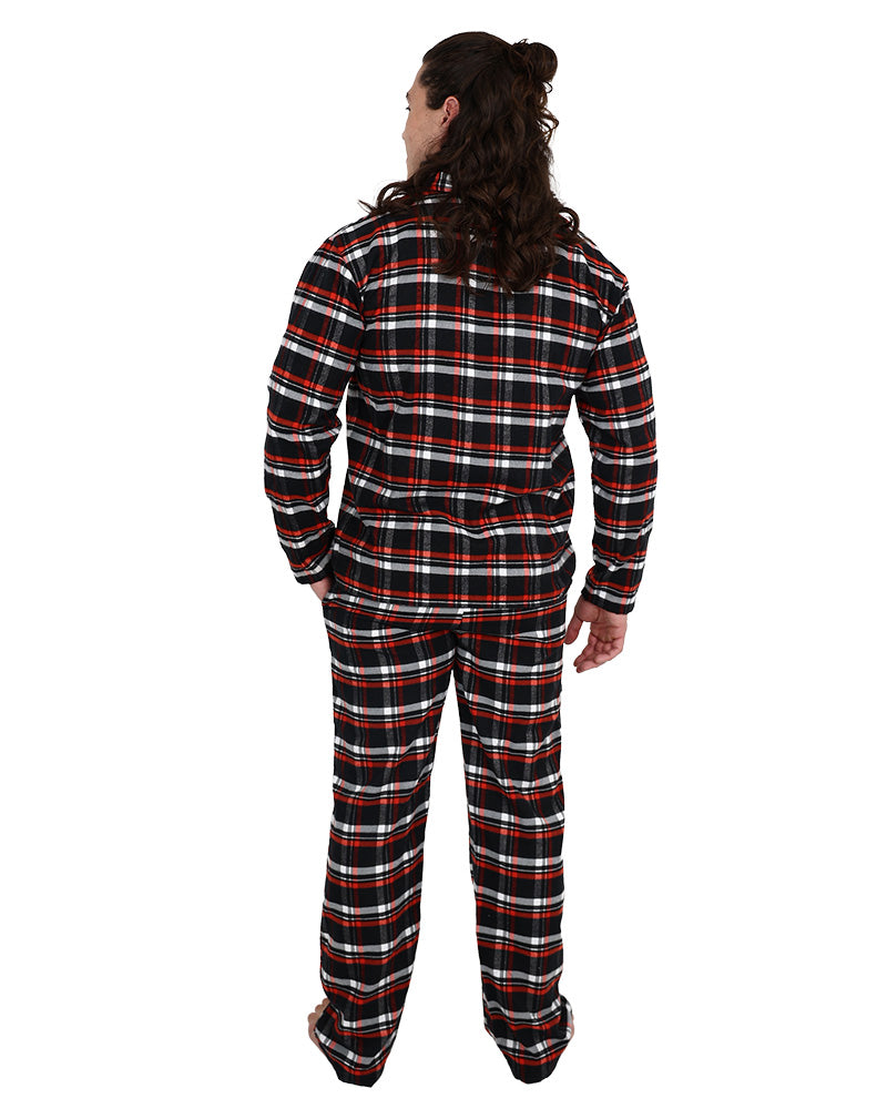 Long Sleeve Black & Red Check Flannel Long Pyjama Set