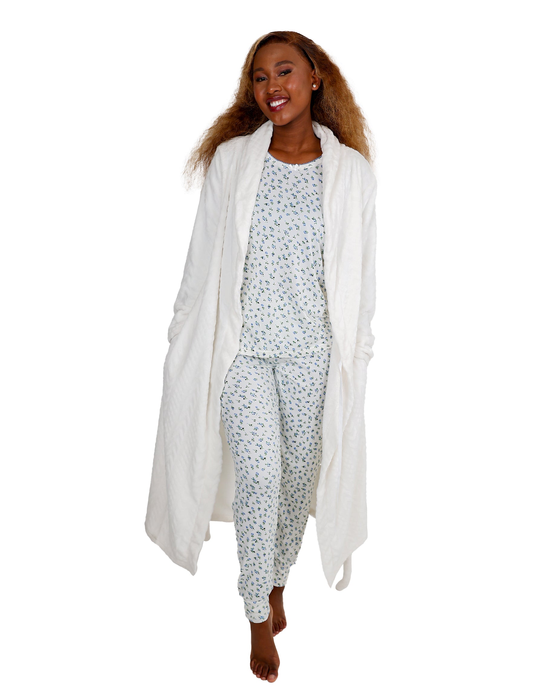 Long Sleeve Cream Embossed Maxi Gown