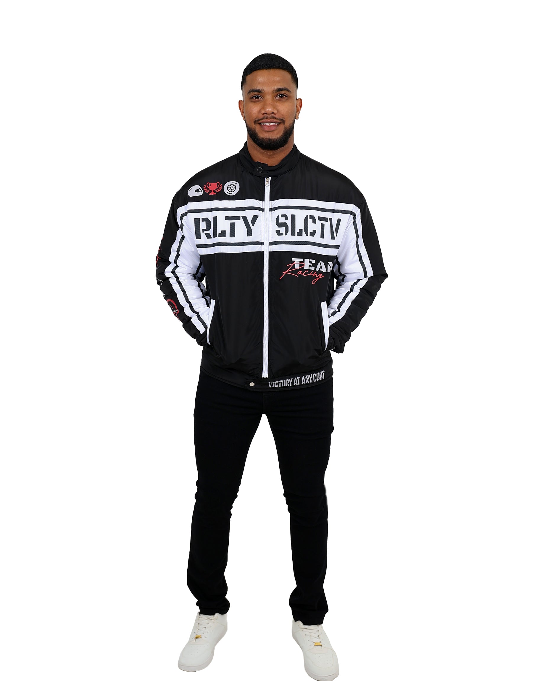 Black & White Team Racing Biker Jacket