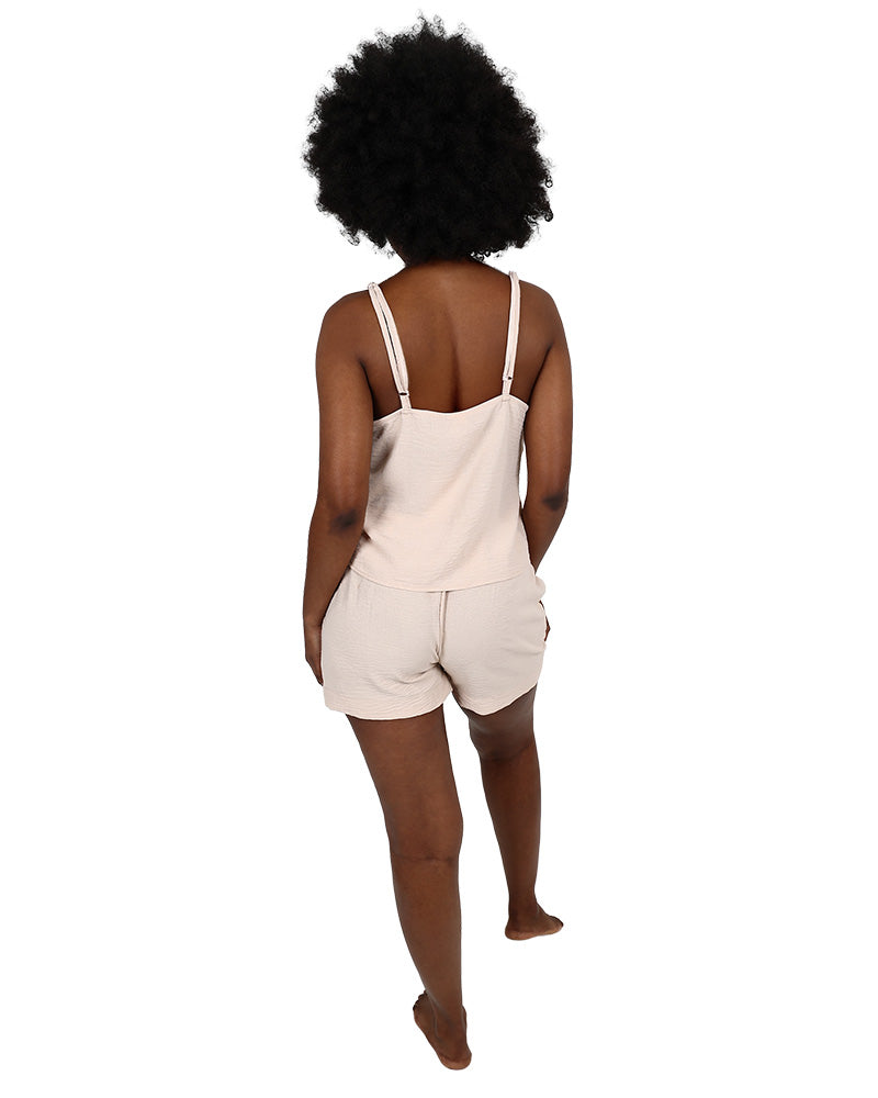 Strappy Taupe Shorts Pyjama Set