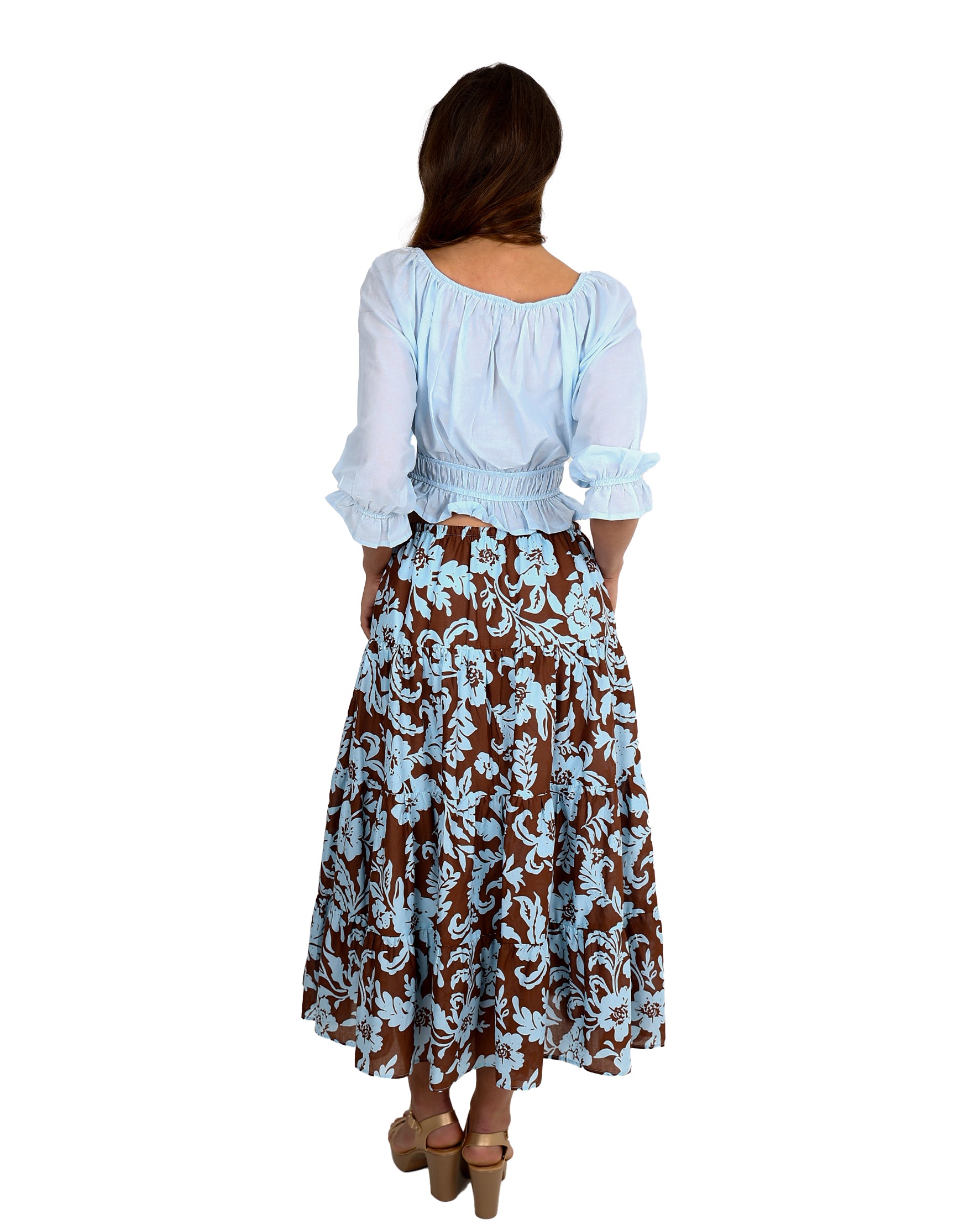 Mirelle Floral Tiered Cotton Maxi Skirt