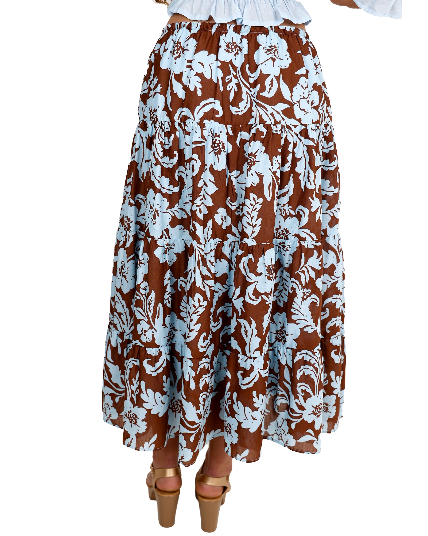 Mirelle Floral Tiered Cotton Maxi Skirt