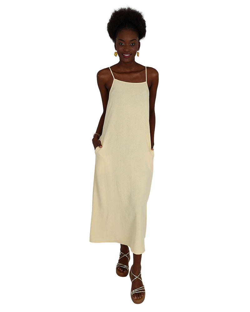 Strappy Yellow Square Neck Maxi Dress