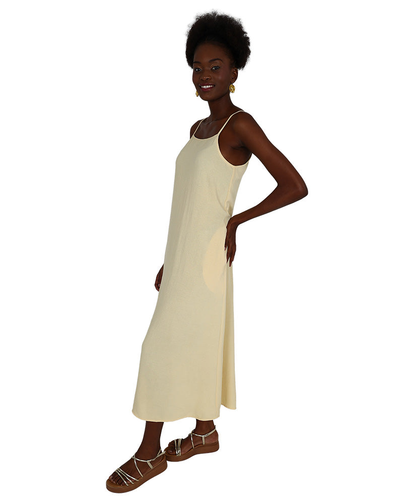 Strappy Yellow Square Neck Maxi Dress