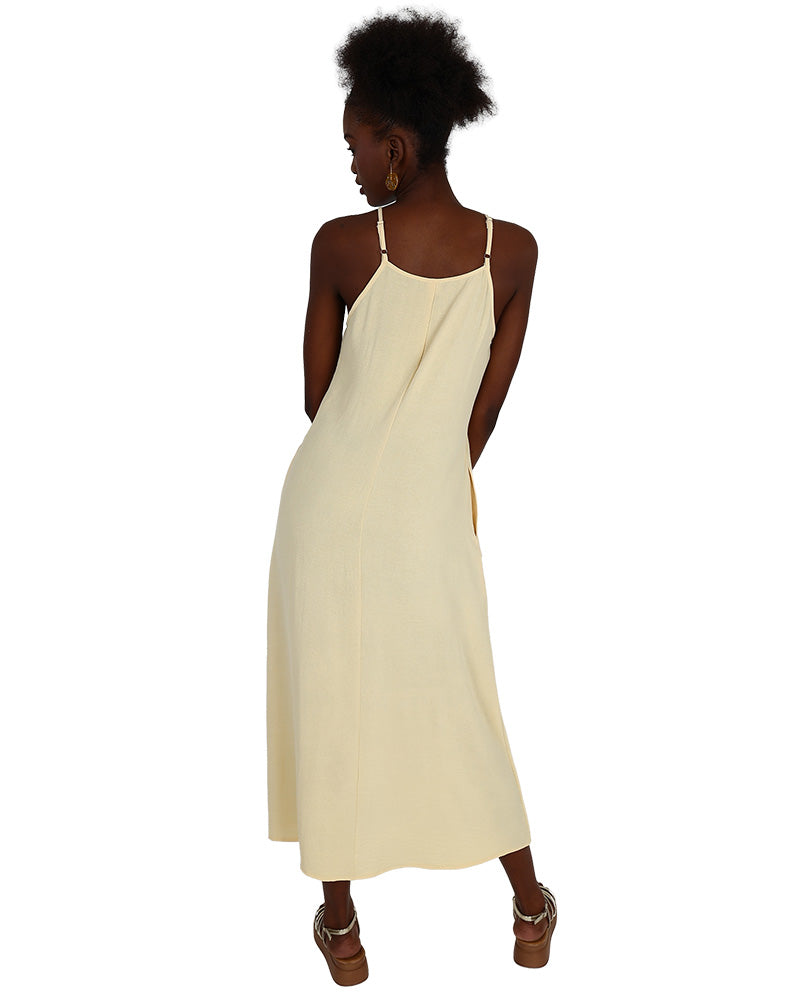 Strappy Yellow Square Neck Maxi Dress