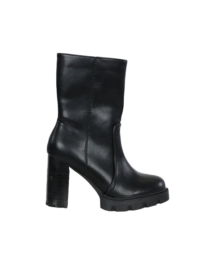 Black Mid Calf Cleated Boots
