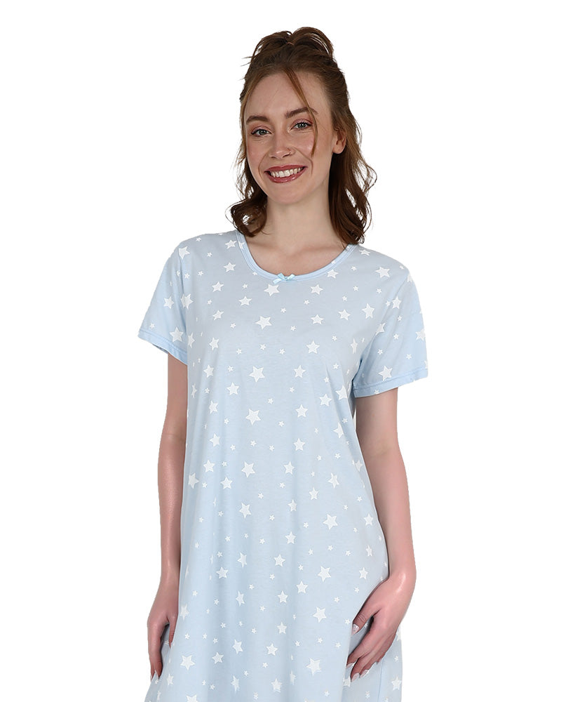Short Sleeve Light Blue Star Sleepshirt