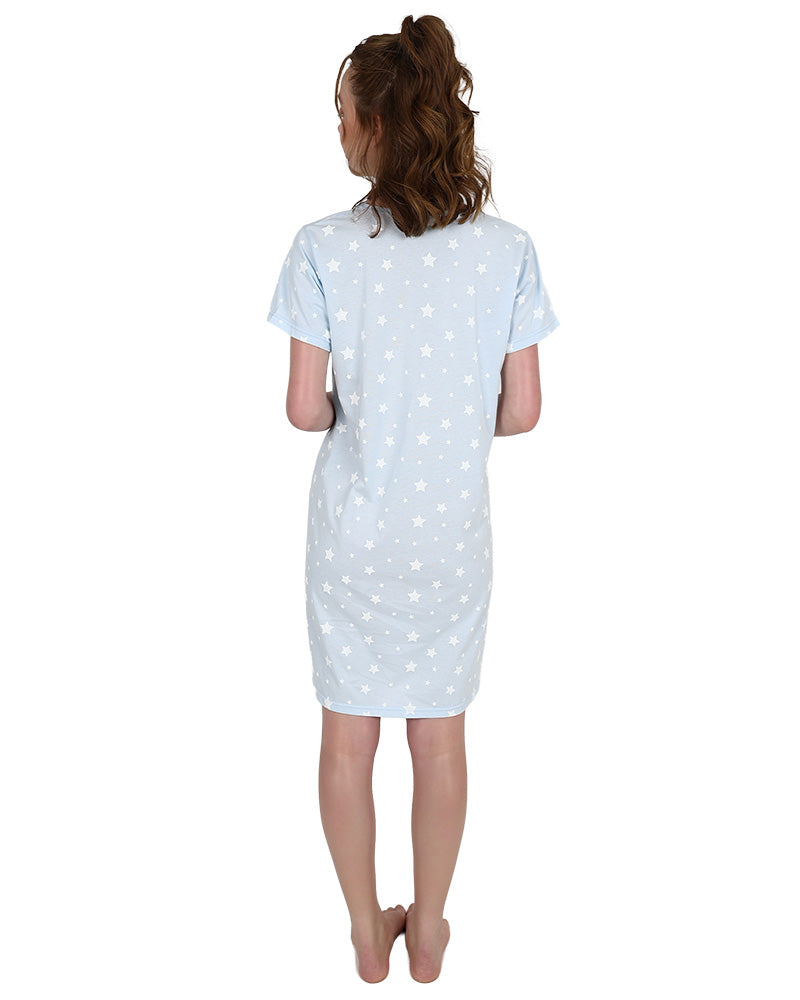 Short Sleeve Light Blue Star Sleepshirt