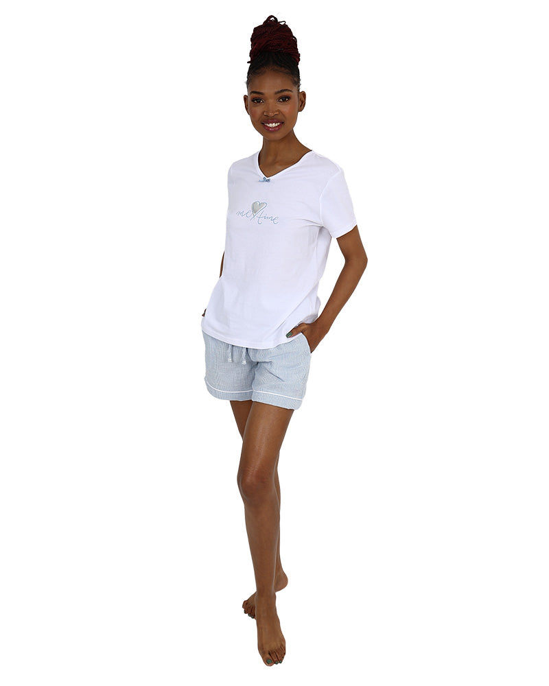 Short Sleeve Stripes Short Pyjama Set