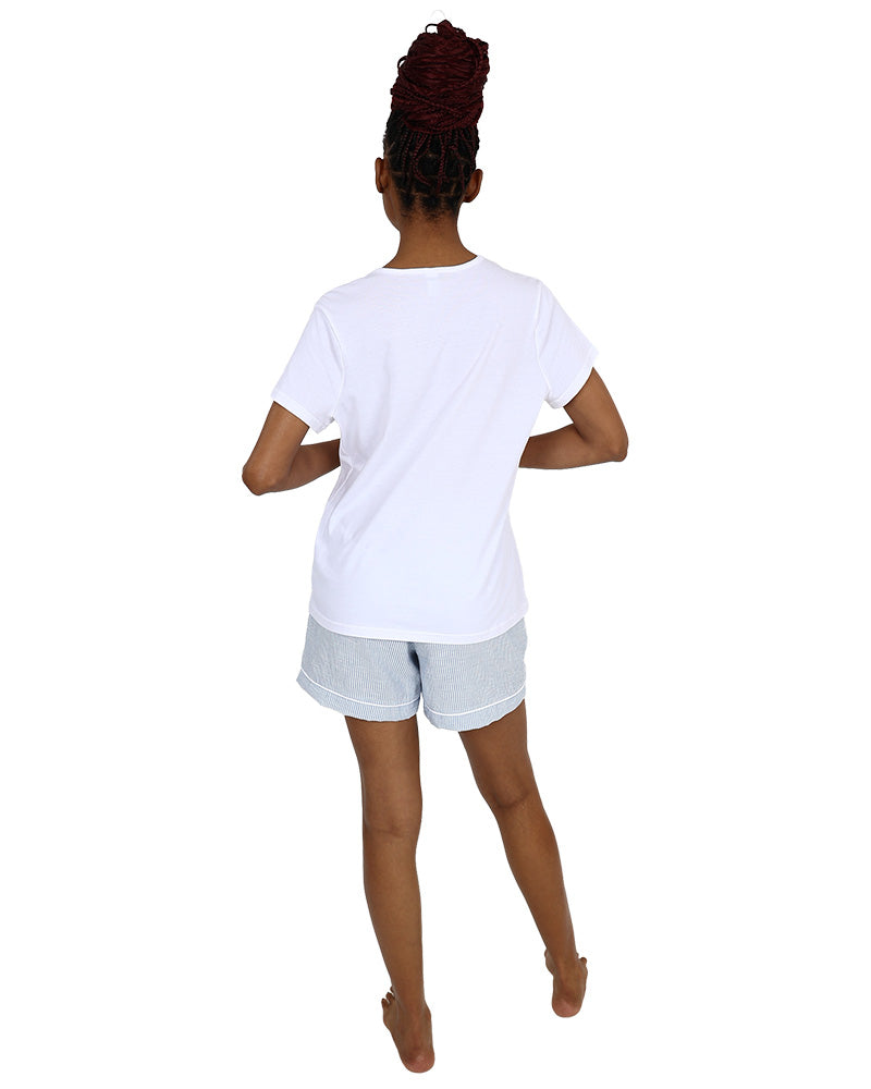 Short Sleeve Stripes Short Pyjama Set
