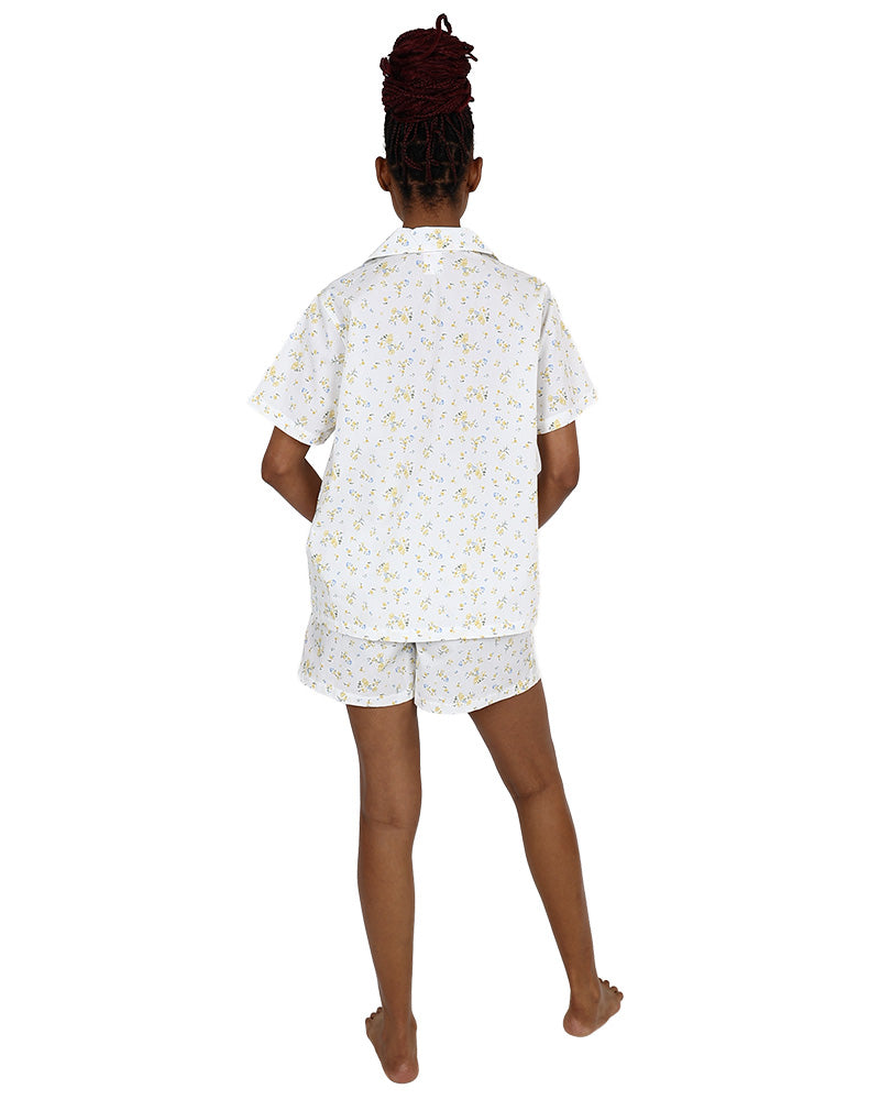 Short Sleeve Yellow Floral Short Pyjama Set