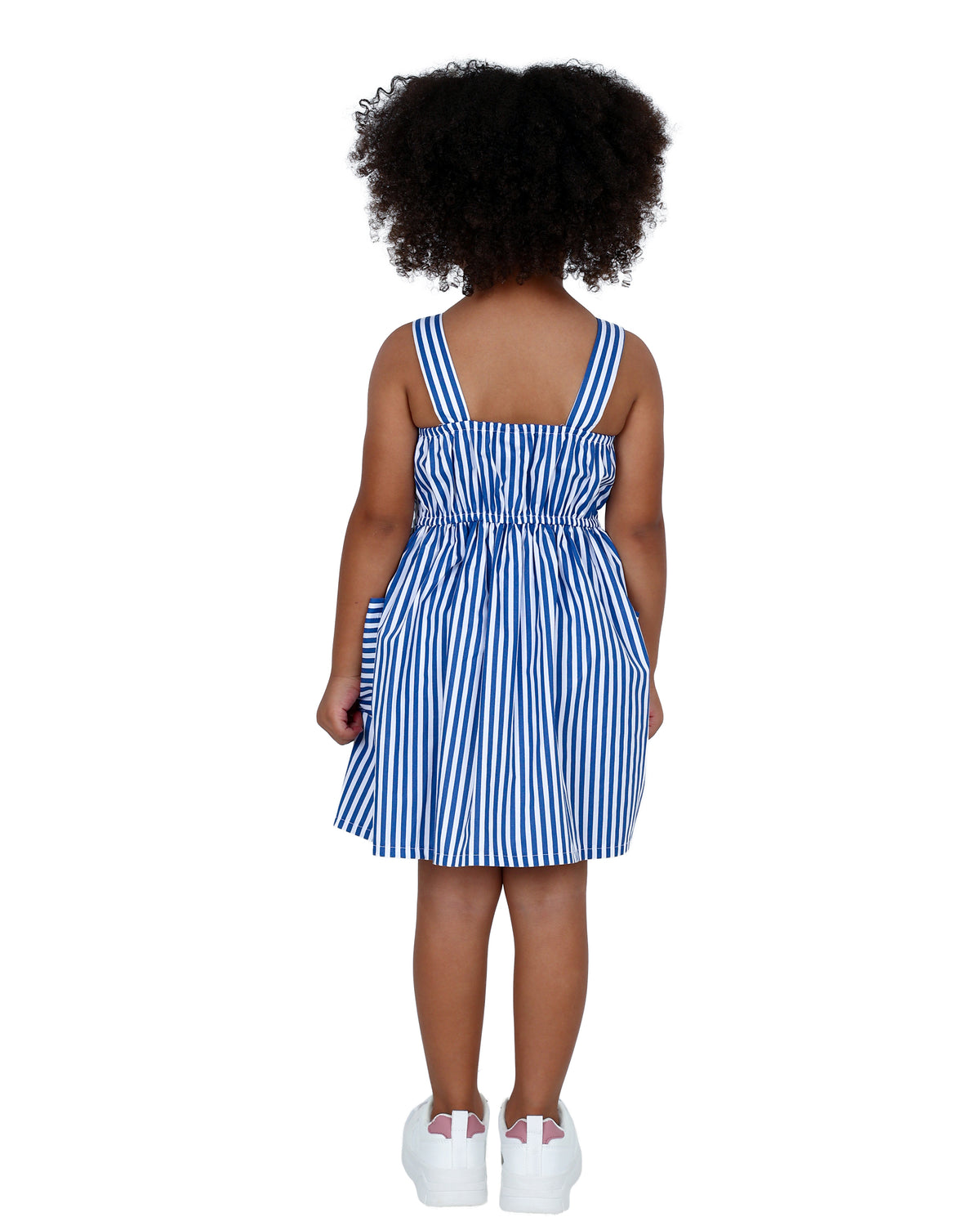 Sleeveless Blue Chevron Stripe Summer Dress