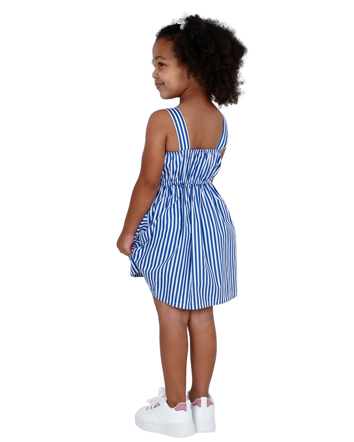 Sleeveless Blue Chevron Stripe Summer Dress