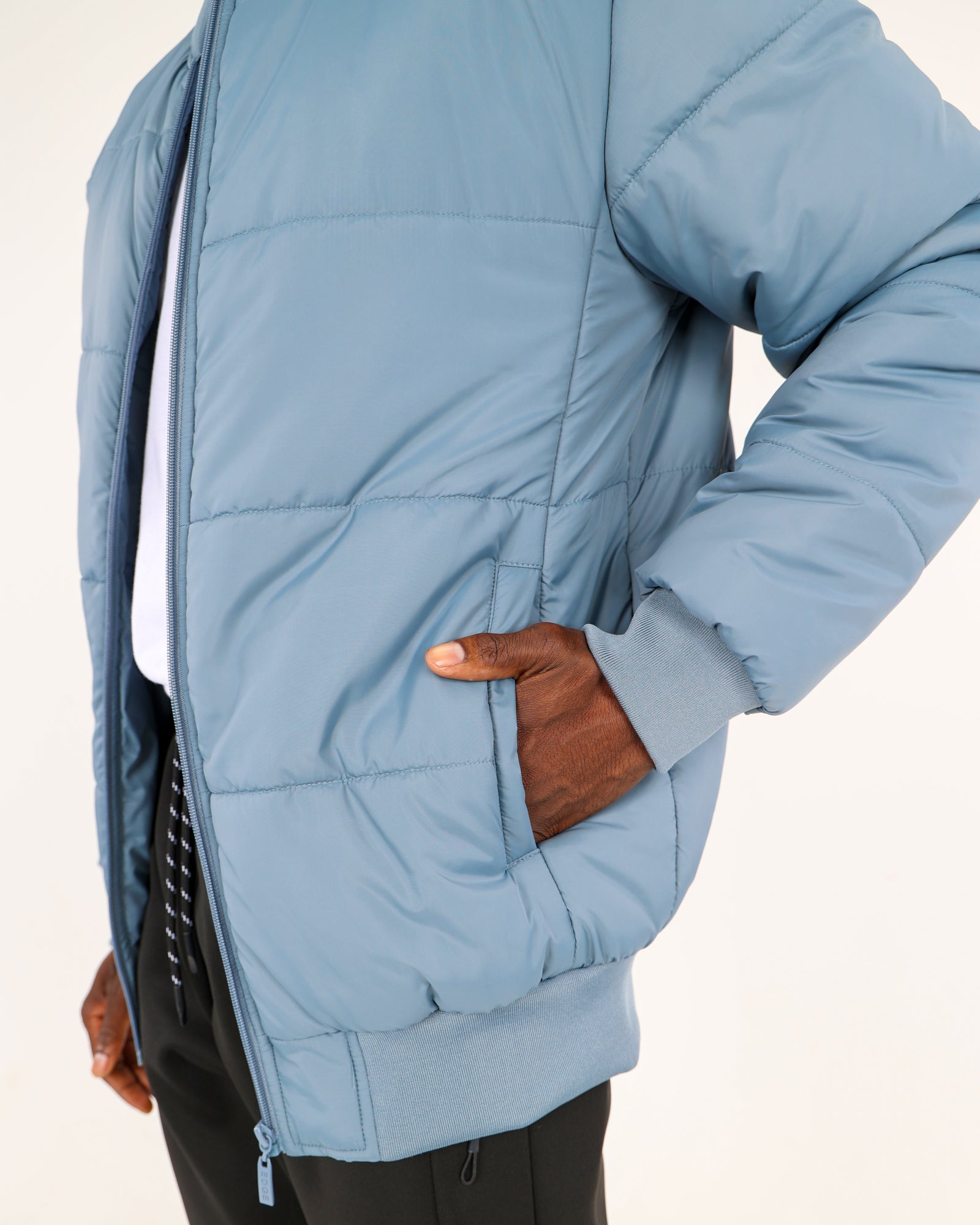 Light Blue Padded Bomber Jacket