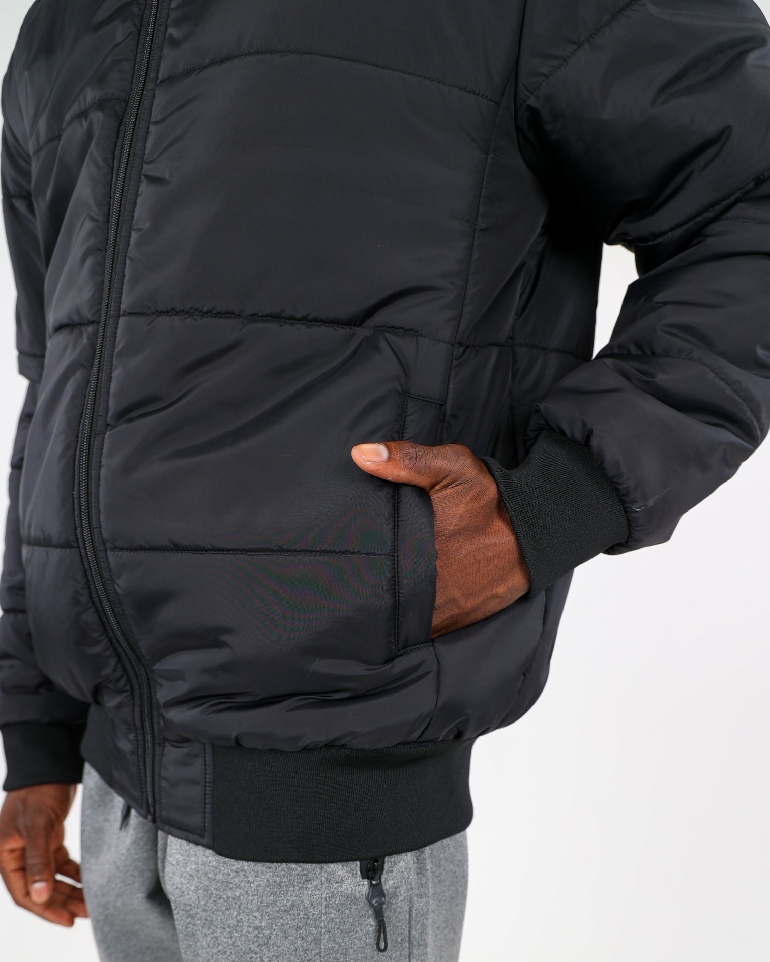 Black Padded Bomber Jacket