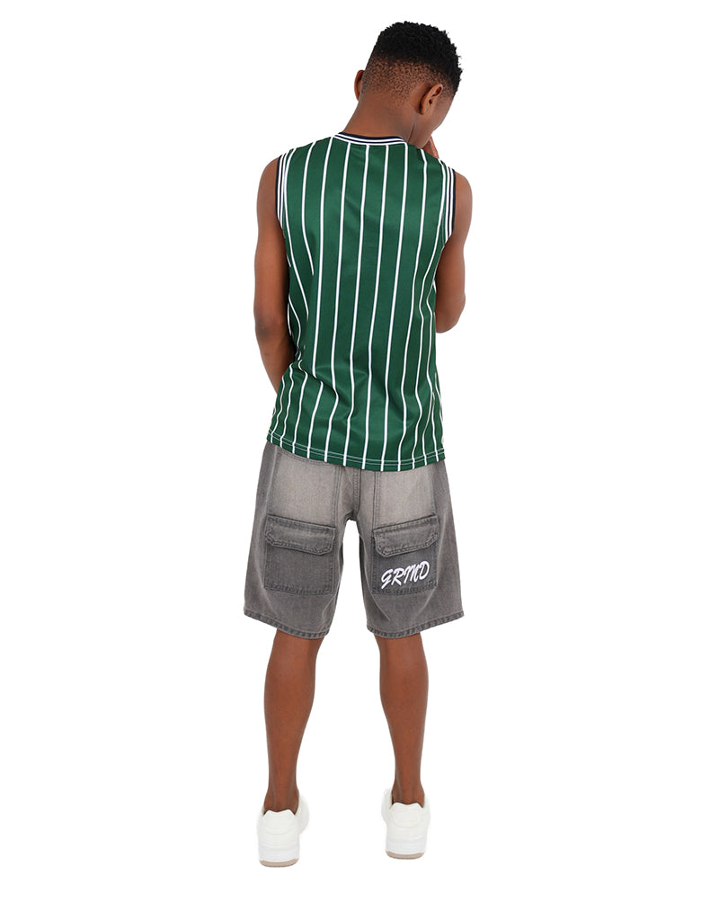 Grey Relaxed Denim Skater Shorts