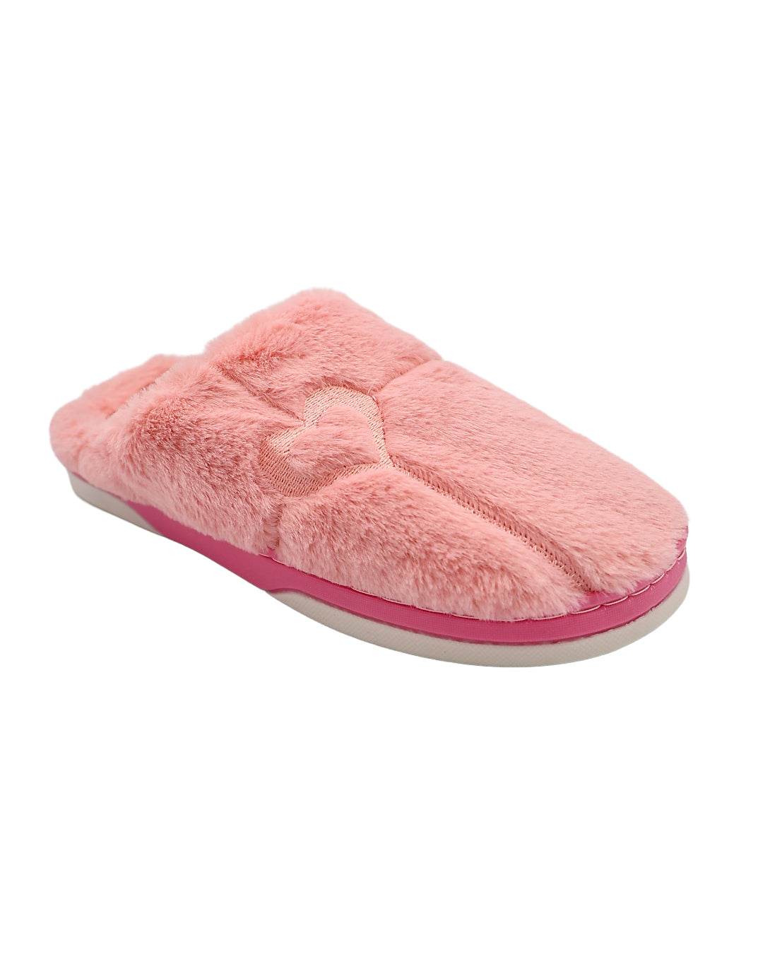 Pink Heart Embroidered Mule Slipper