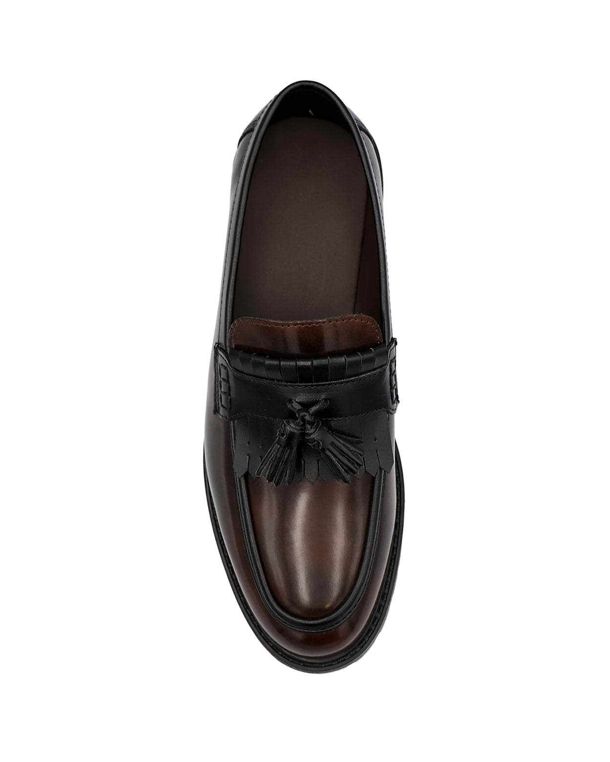 Brown Chunky Hi-Shine Tassel Loafers