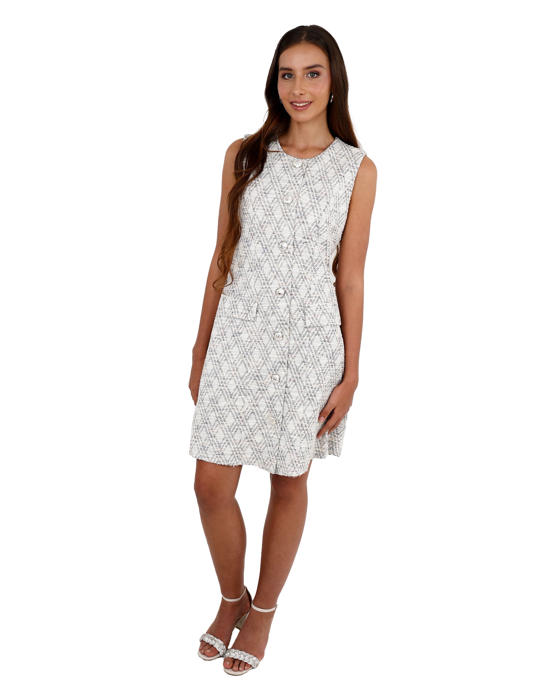 Sleeveless Jacquard Knit Blazer Dress