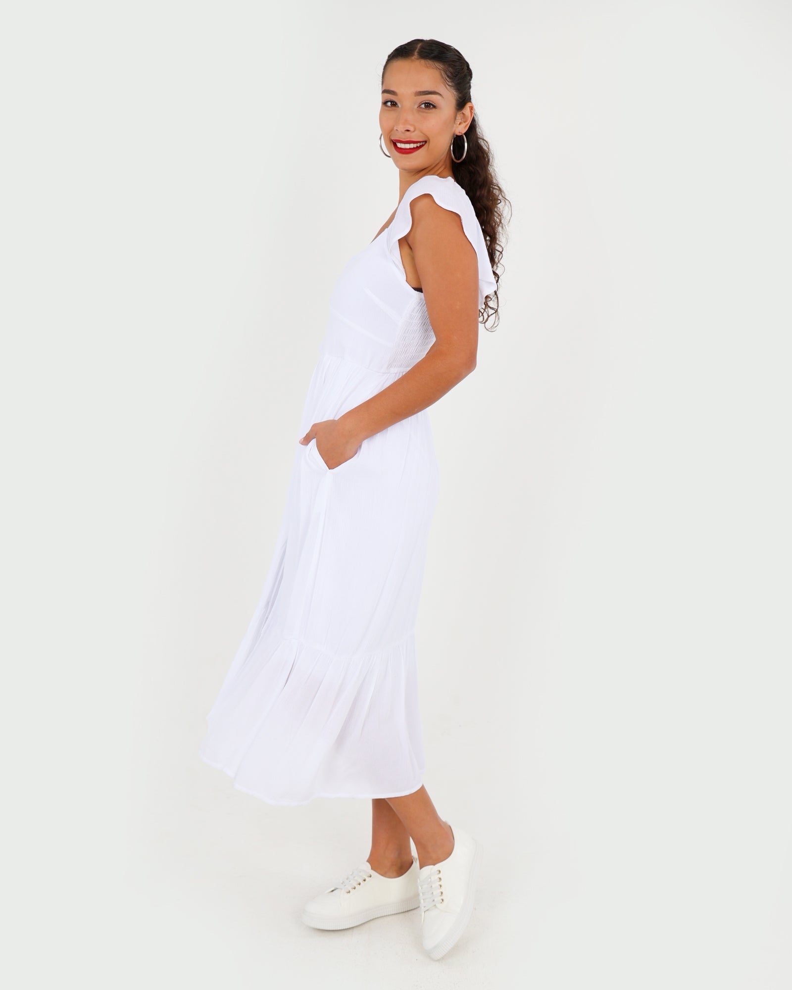 Flutter Sleeve Midi Dress