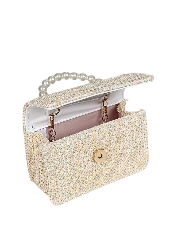 Pearl Handle Cream Textured Bag