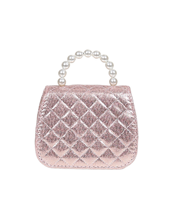 Metallic Pink Diamond Quilted Handbag