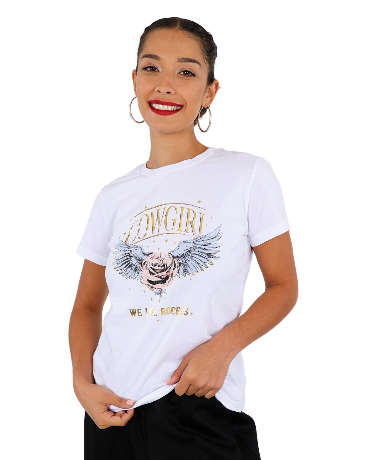 Short Sleeve Cowgirl Graphic Print T-Shirt