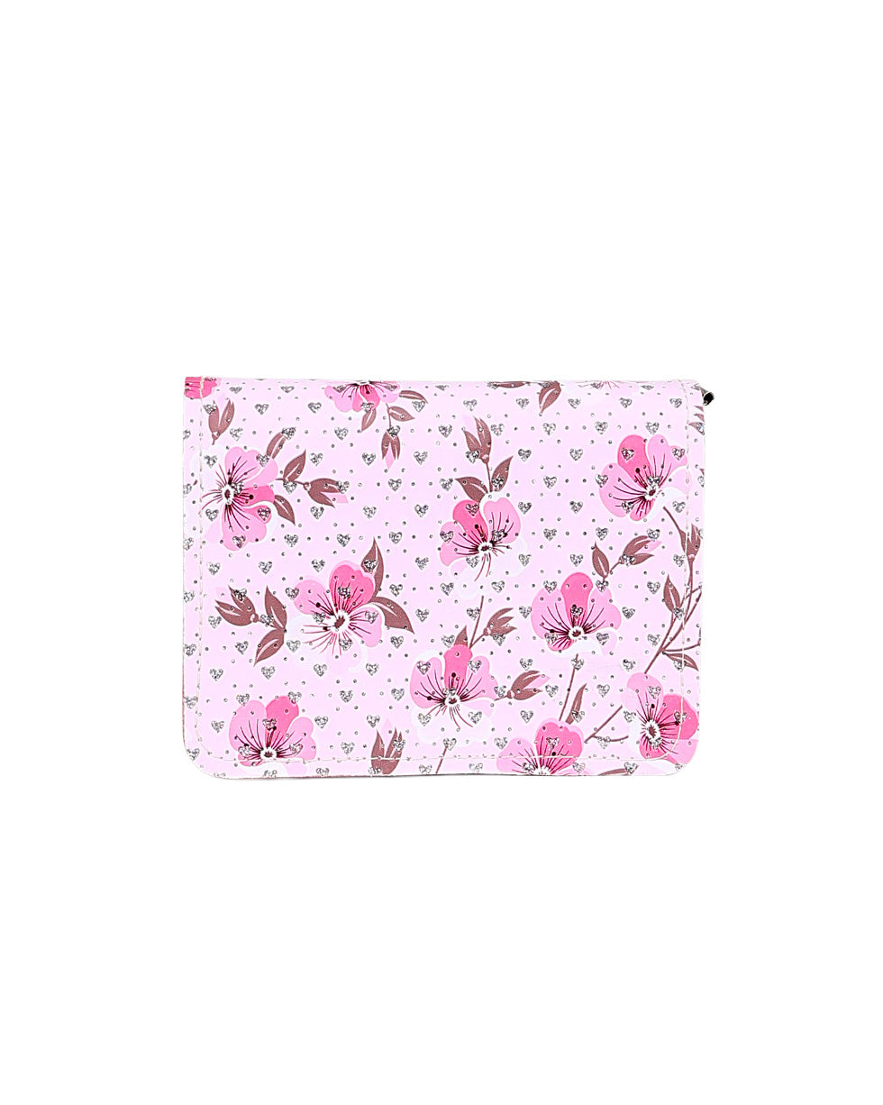 Pink Floral Cross Body Rectangular Handbag