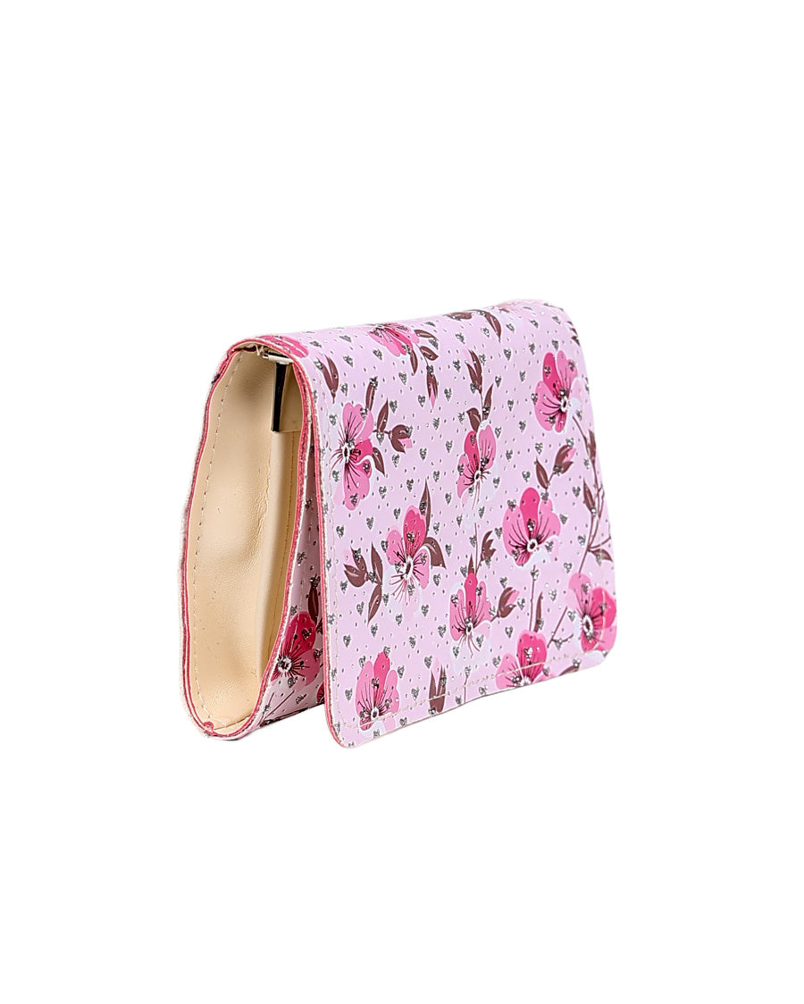 Pink Floral Cross Body Rectangular Handbag