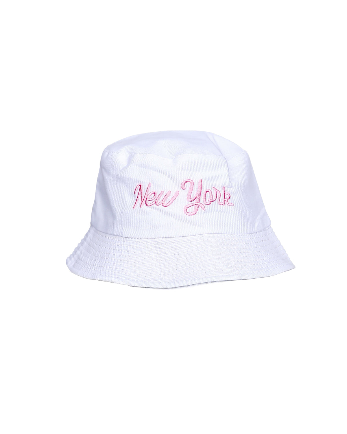 White New York Embroidered Bucket Hat