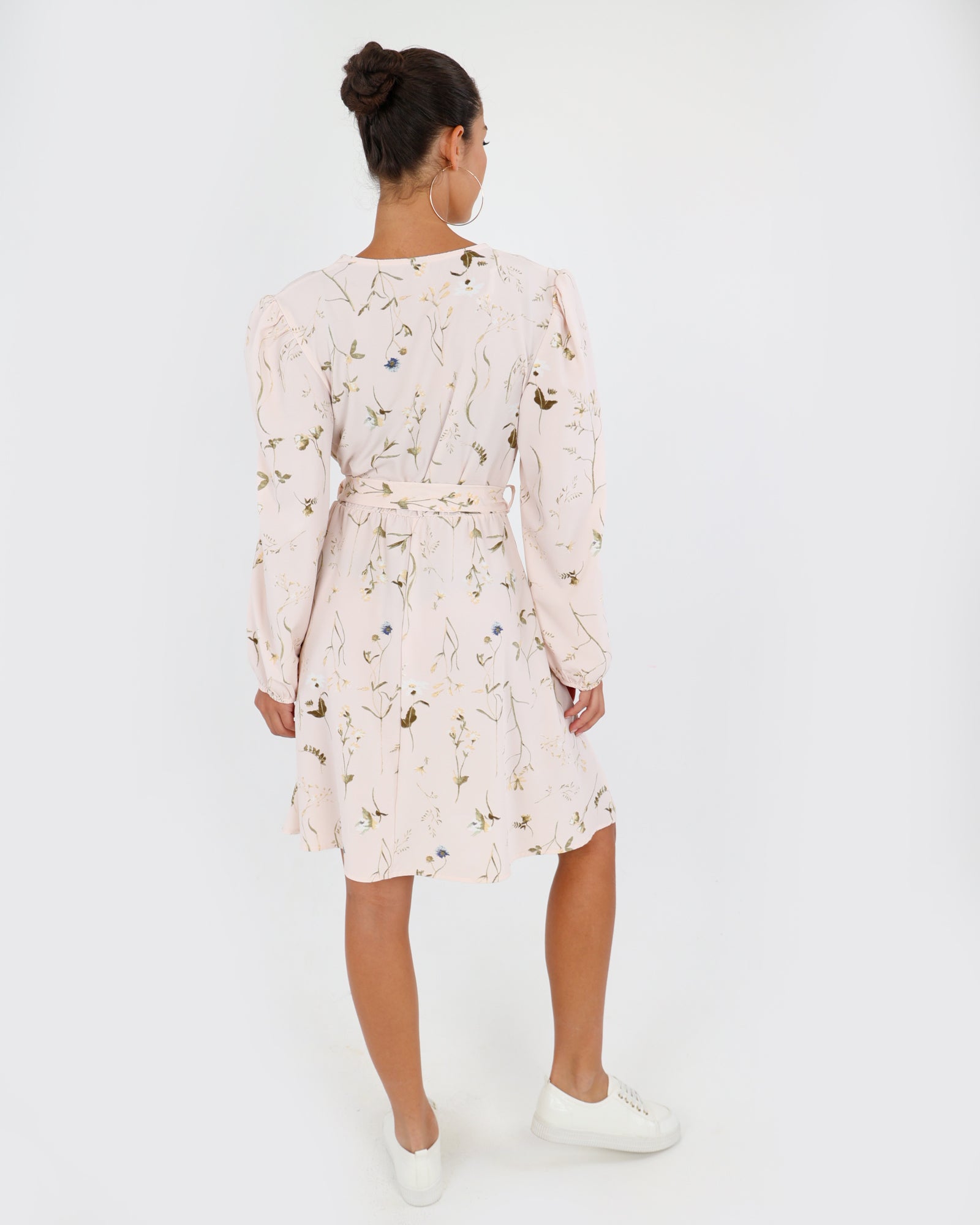 Long Sleeve Floral Wrap Mini Dress