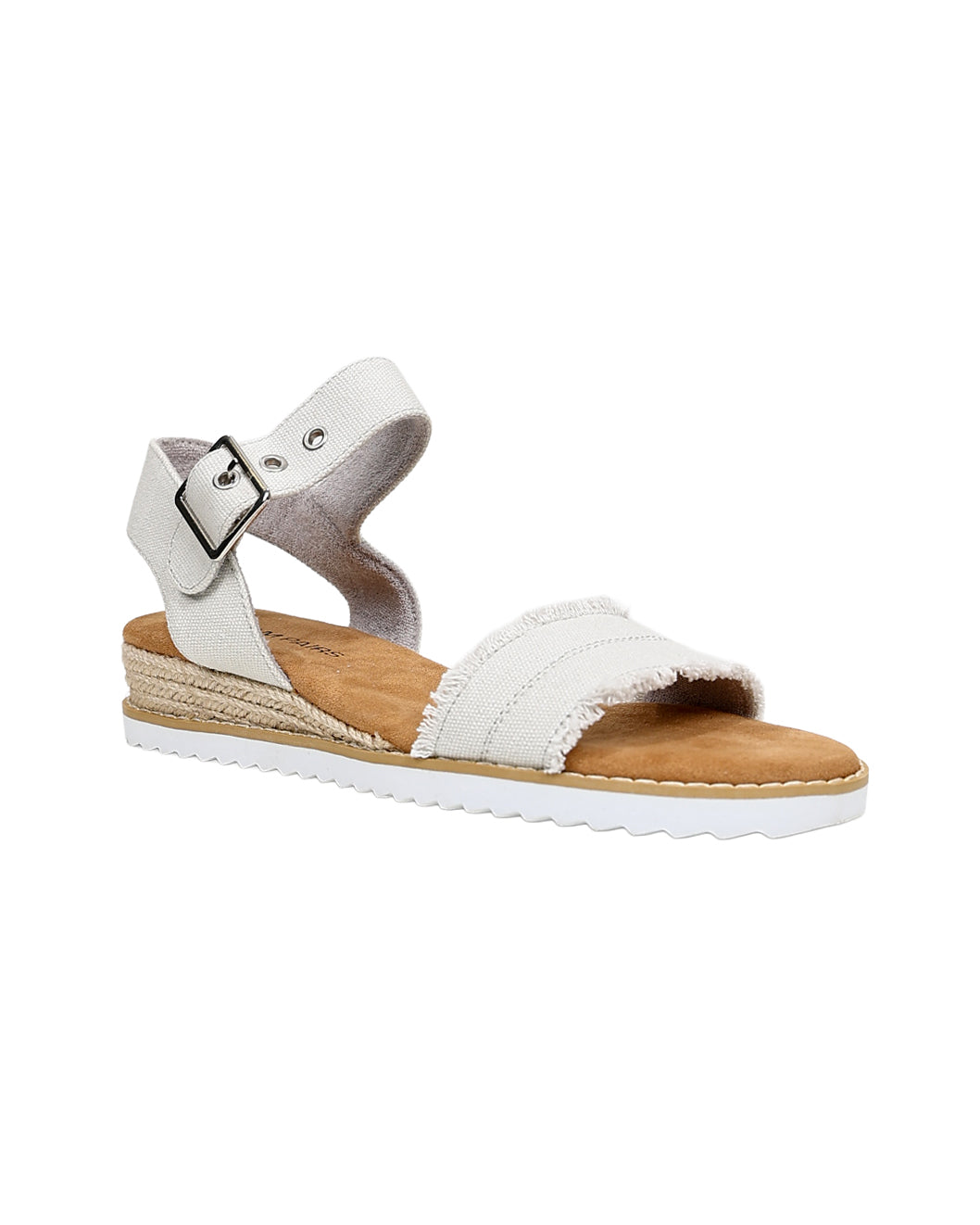 Grey Canvas Fray Detail Mini Wedge