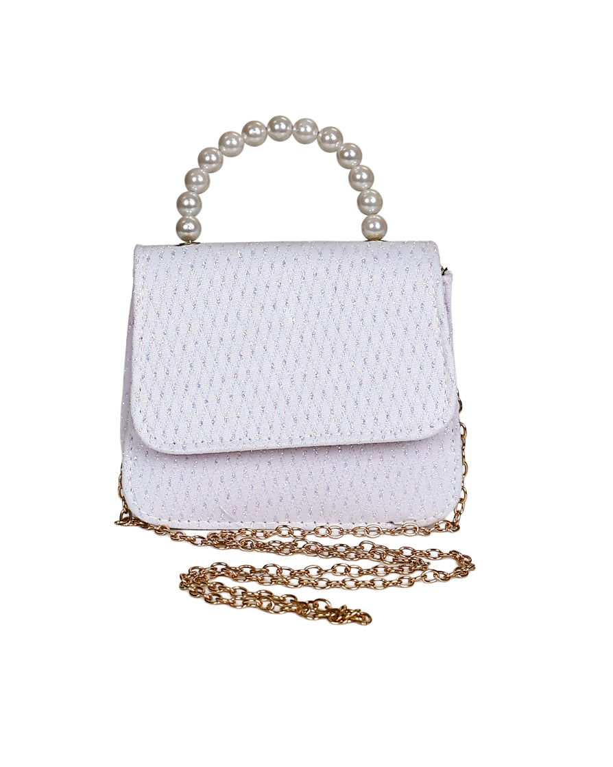 White Glitter Diamond Style Handbag