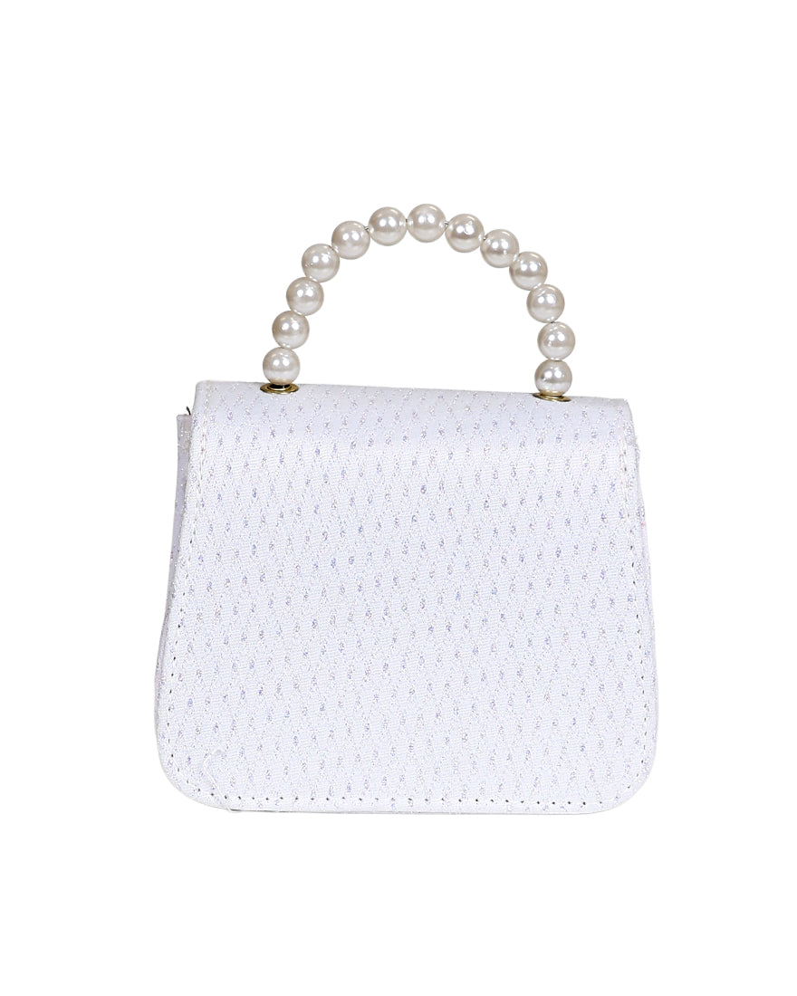 White Glitter Diamond Style Handbag