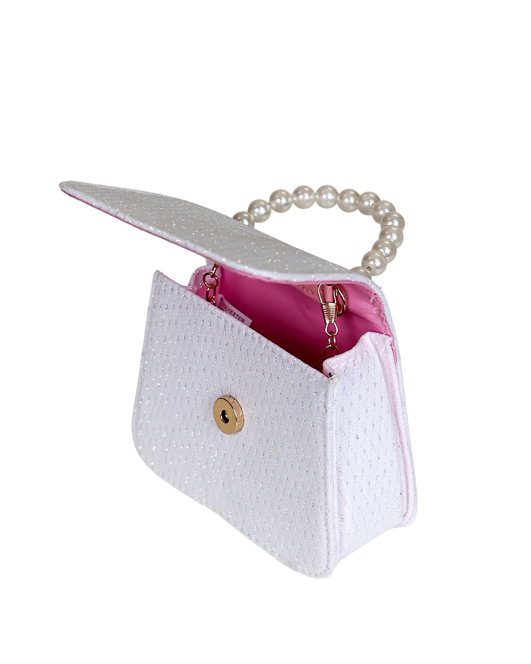 White Glitter Diamond Style Handbag