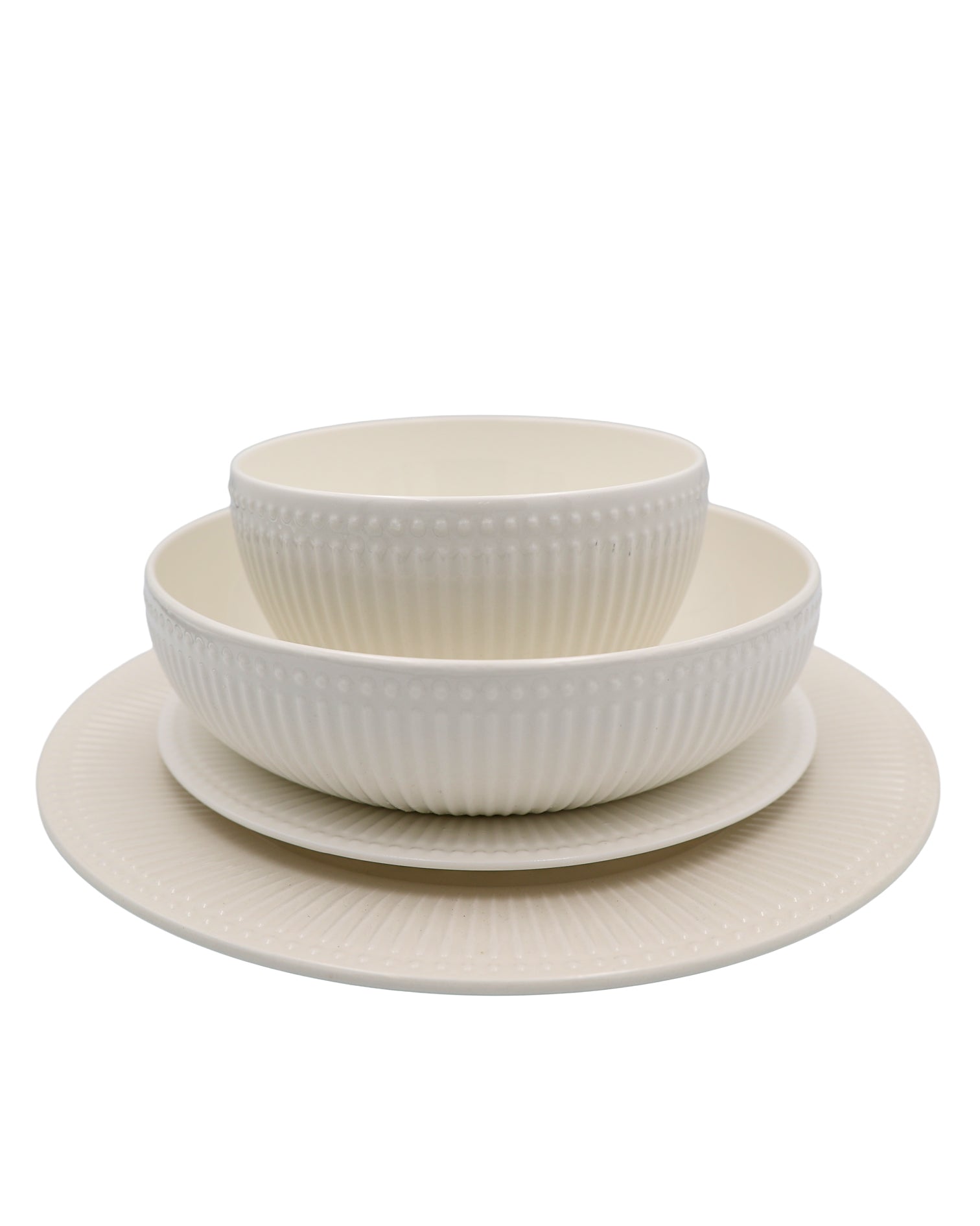 Dotty Ribbed White Dinner Plate