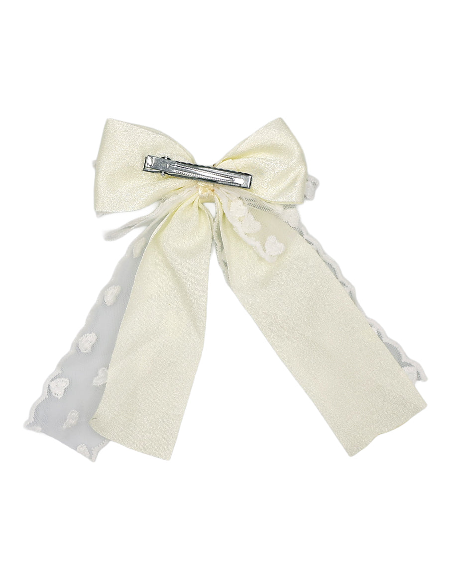 Cream Heart Lace Bow Hair Clip