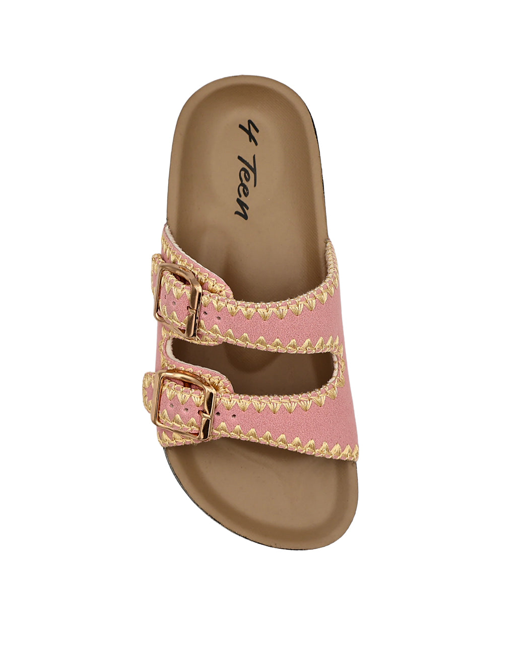 Girl Pink Stitch Detail Double Buckle Slide